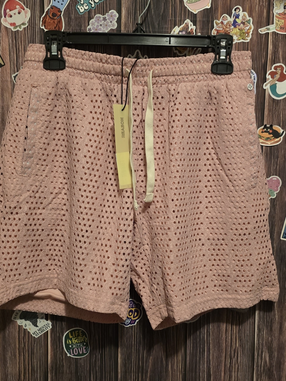 Reason Men's Mesh Drawstring Shorts - Blush Pink